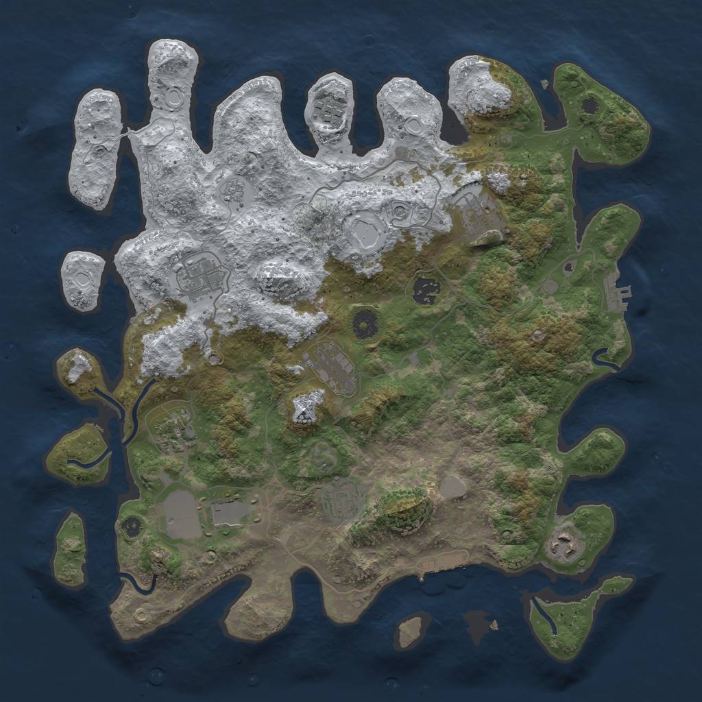 Rust Map: Procedural Map, Size: 3800, Seed: 10971170, 18 Monuments