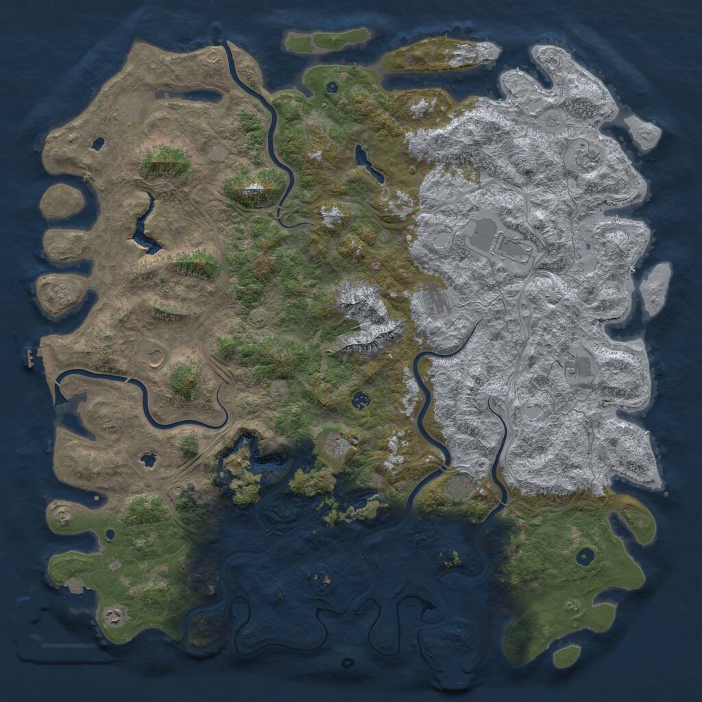 Rust Map: Procedural Map, Size: 6000, Seed: 685547, 17 Monuments