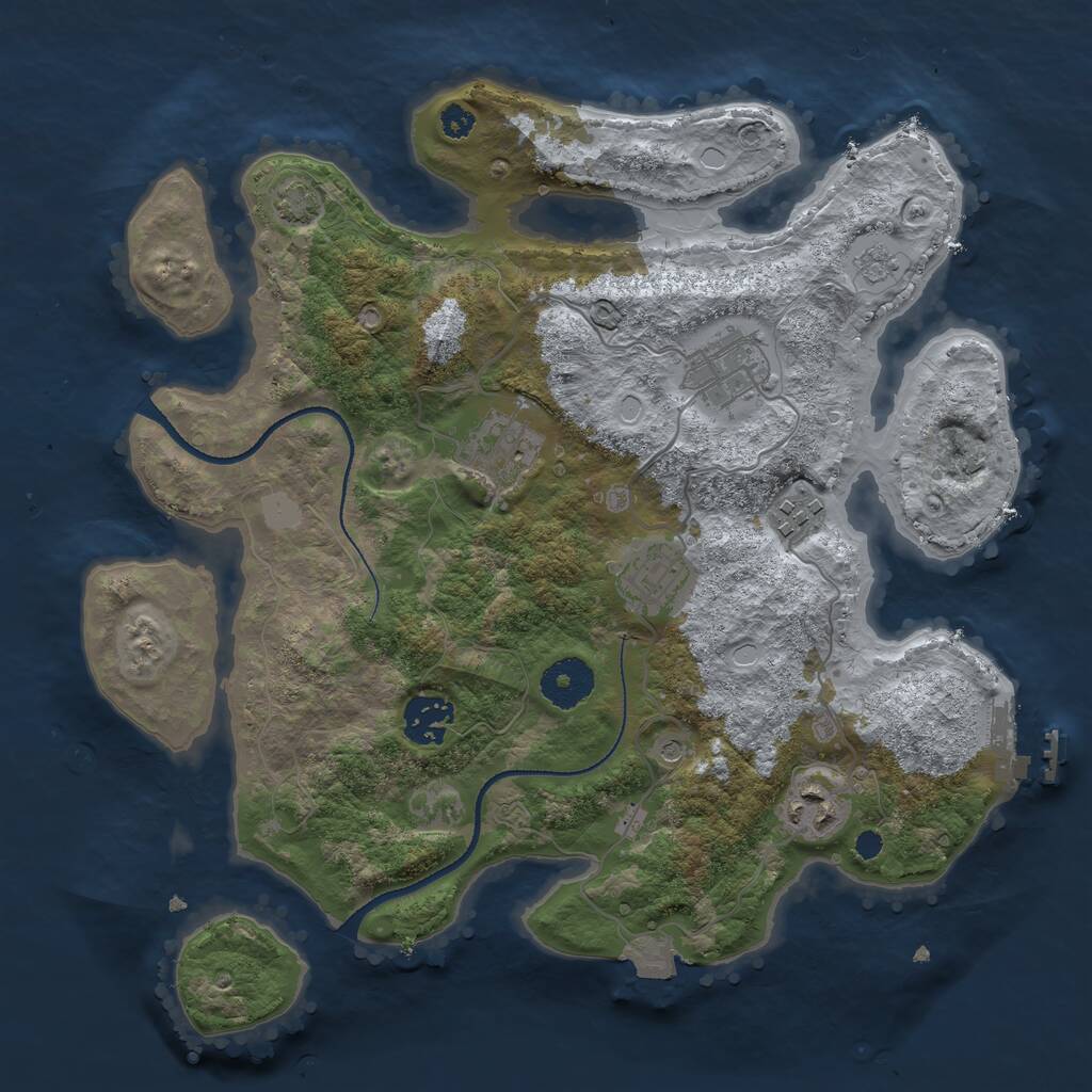 Rust Map: Procedural Map, Size: 3250, Seed: 299906018, 11 Monuments
