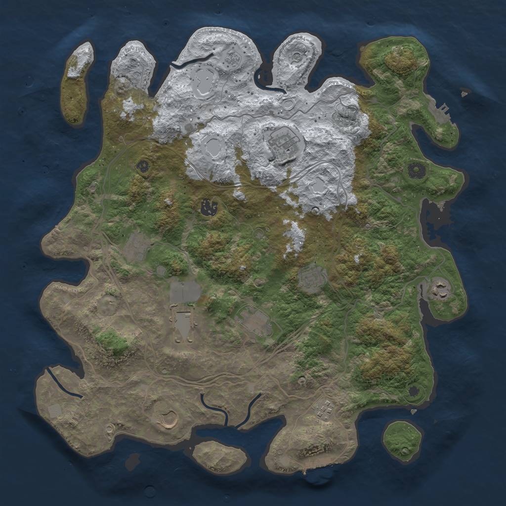 Rust Map: Procedural Map, Size: 4250, Seed: 447360501, 18 Monuments