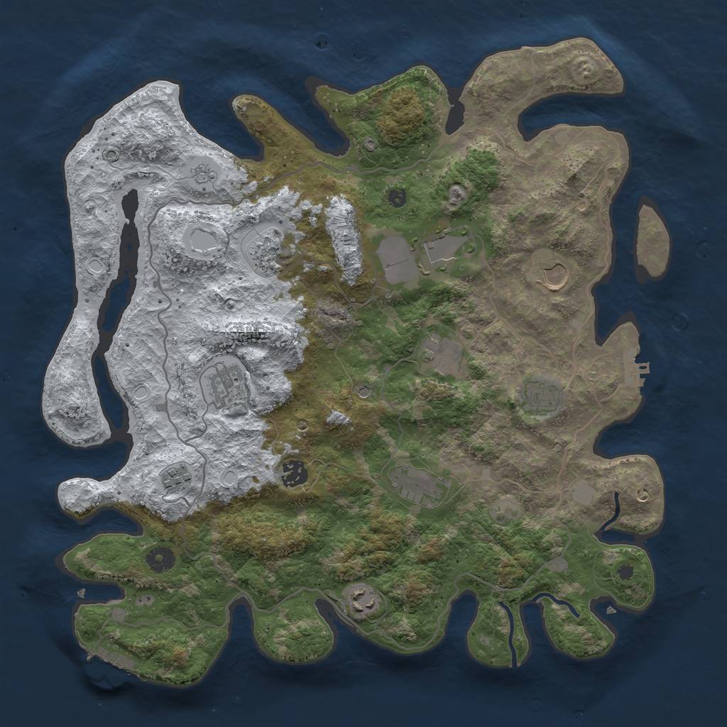 Rust Map: Procedural Map, Size: 4000, Seed: 1400375854, 19 Monuments