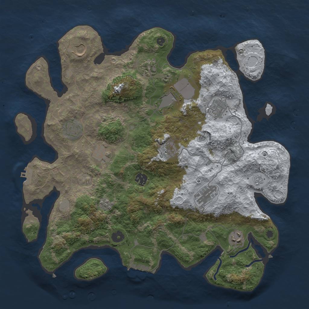 Rust Map: Procedural Map, Size: 3850, Seed: 1063778371, 20 Monuments