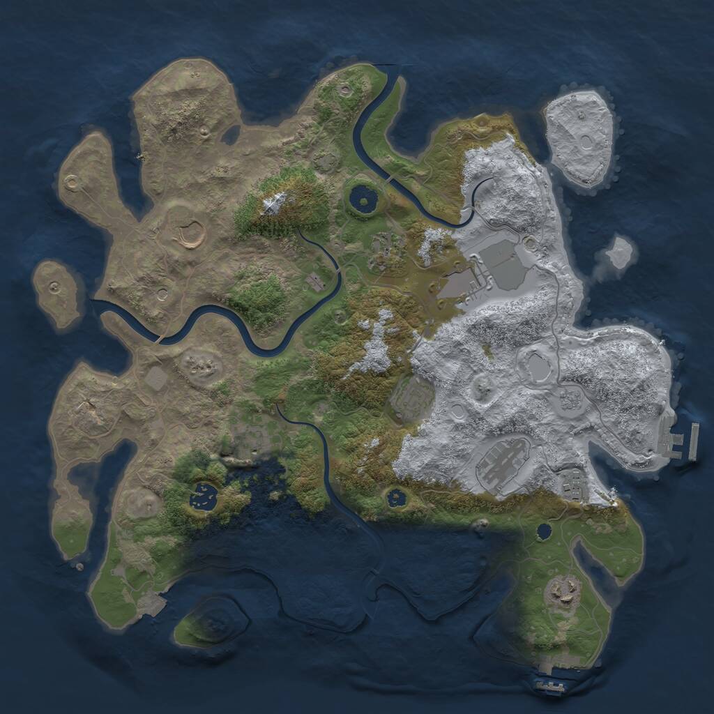 Rust Map: Procedural Map, Size: 3850, Seed: 1063778371, 15 Monuments