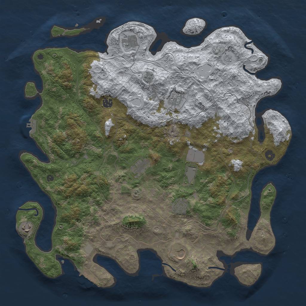 Rust Map: Procedural Map, Size: 4500, Seed: 329426969, 18 Monuments