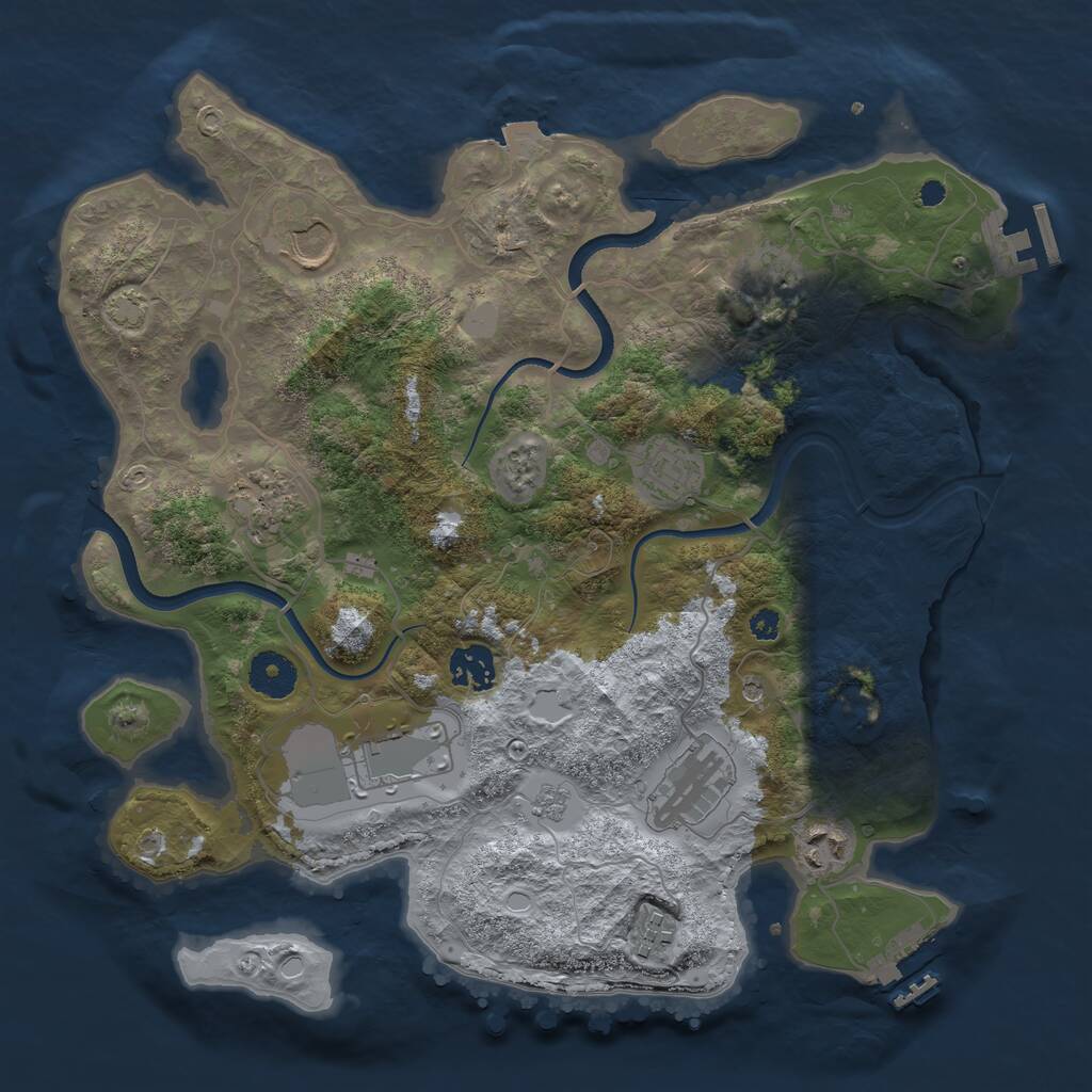 Rust Map: Procedural Map, Size: 3500, Seed: 1791523553, 15 Monuments