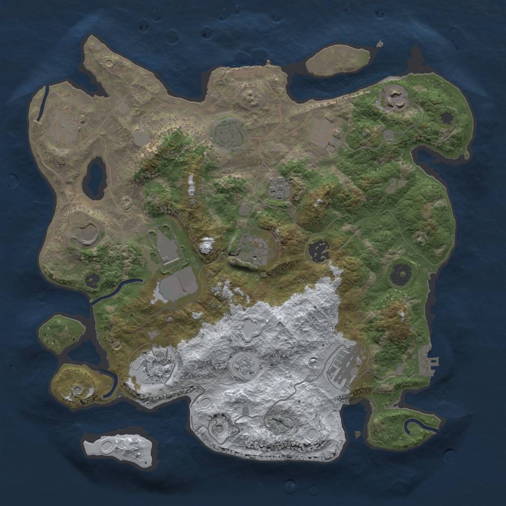 Rust Map: Procedural Map, Size: 3500, Seed: 1791523553, 20 Monuments