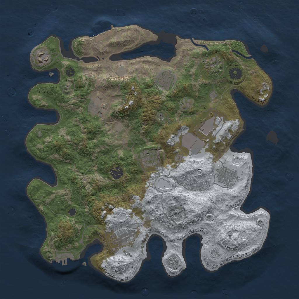 Rust Map: Procedural Map, Size: 3500, Seed: 706428509, 19 Monuments