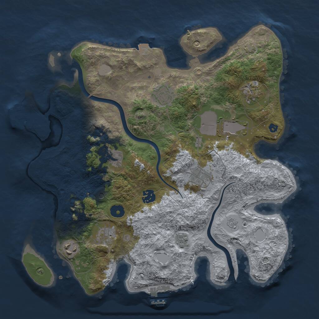 Rust Map: Procedural Map, Size: 3500, Seed: 55678, 15 Monuments
