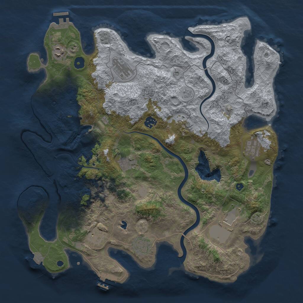 Rust Map: Procedural Map, Size: 4000, Seed: 329426969, 16 Monuments