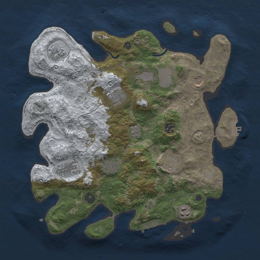 Rust Map: Procedural Map, Size: 3600, Seed: 3146734, 19 Monuments