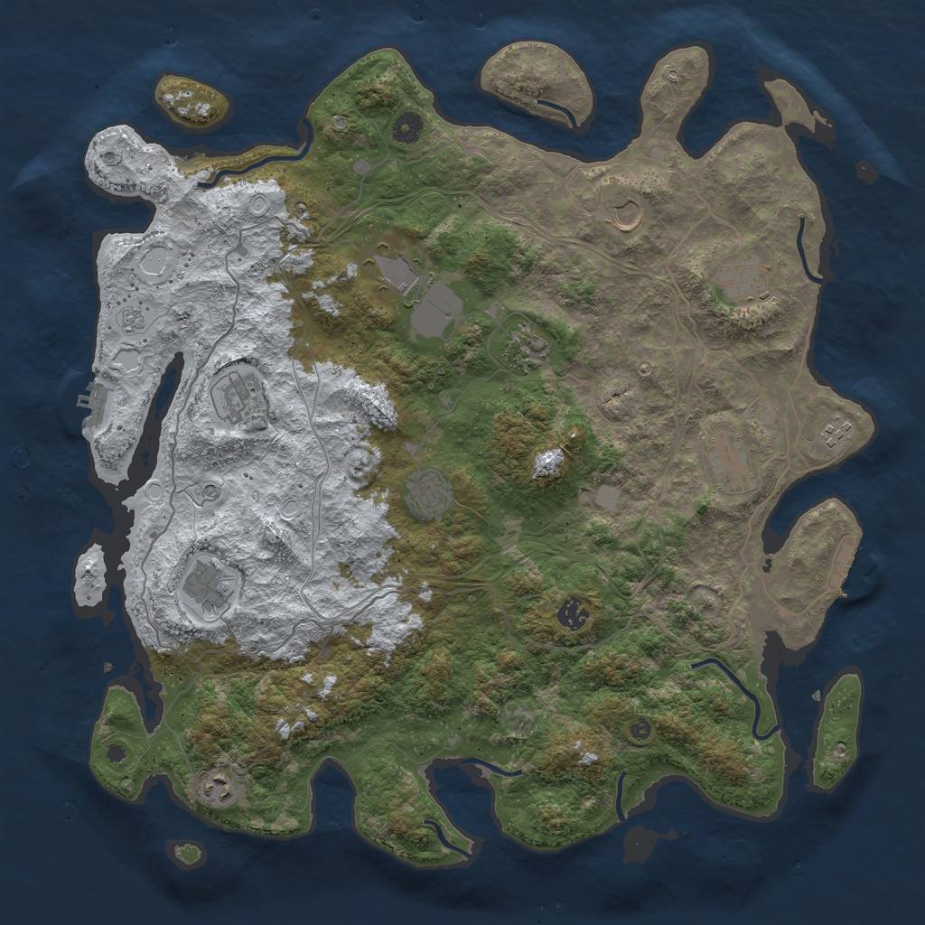 Rust Map: Procedural Map, Size: 4500, Seed: 1187747299, 20 Monuments