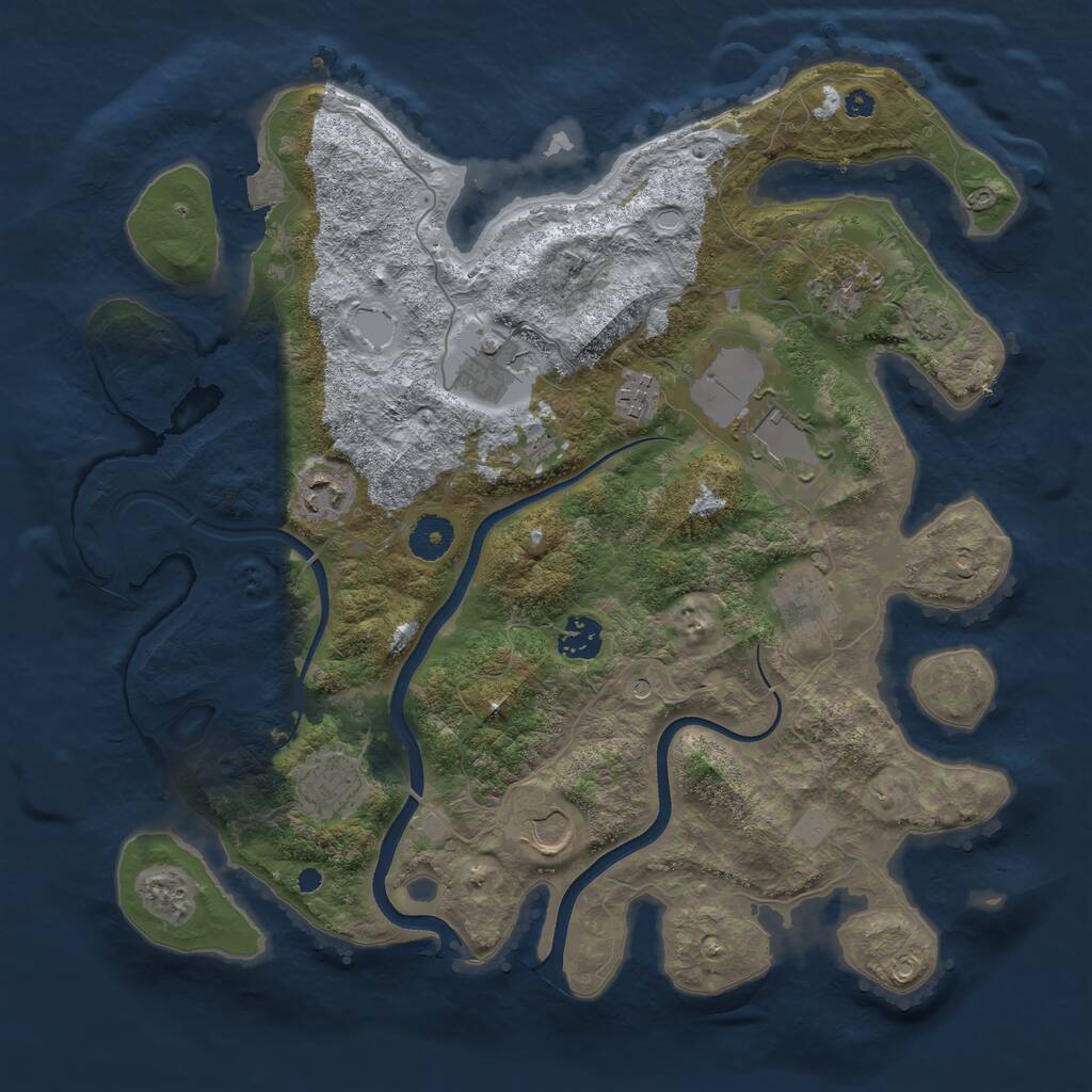 Rust Map: Procedural Map, Size: 3700, Seed: 1539665065, 12 Monuments