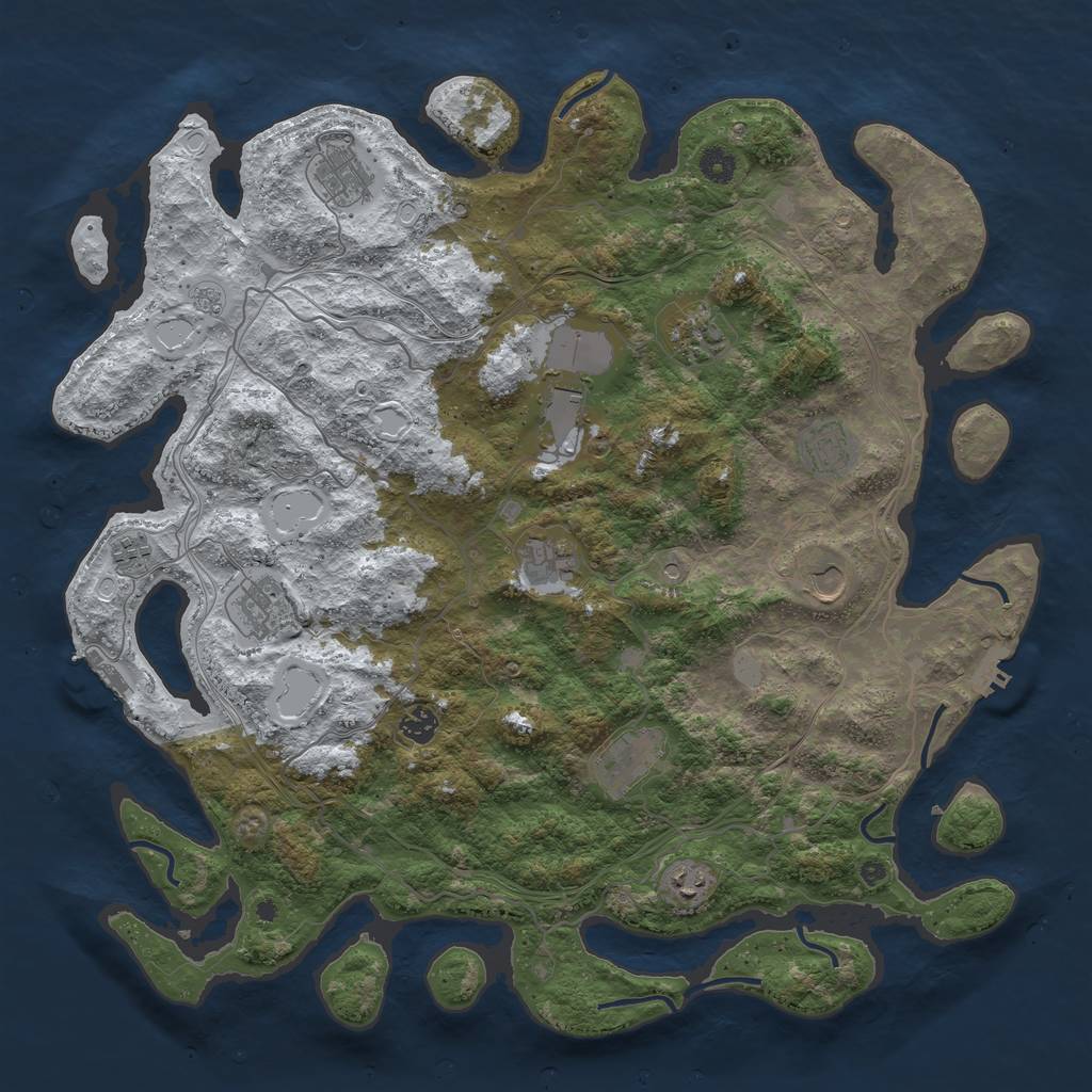 Rust Map: Procedural Map, Size: 4500, Seed: 1106338525, 20 Monuments