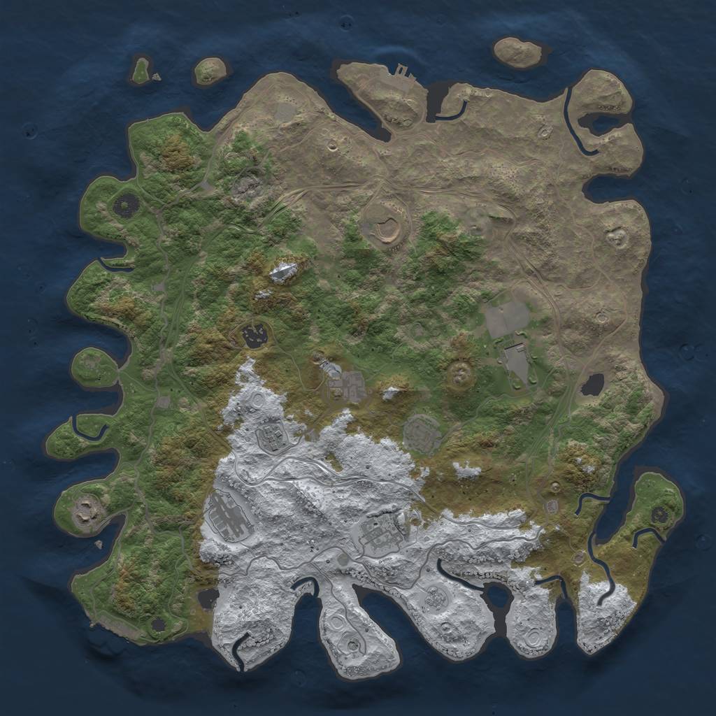 Rust Map: Procedural Map, Size: 4300, Seed: 2014547, 18 Monuments