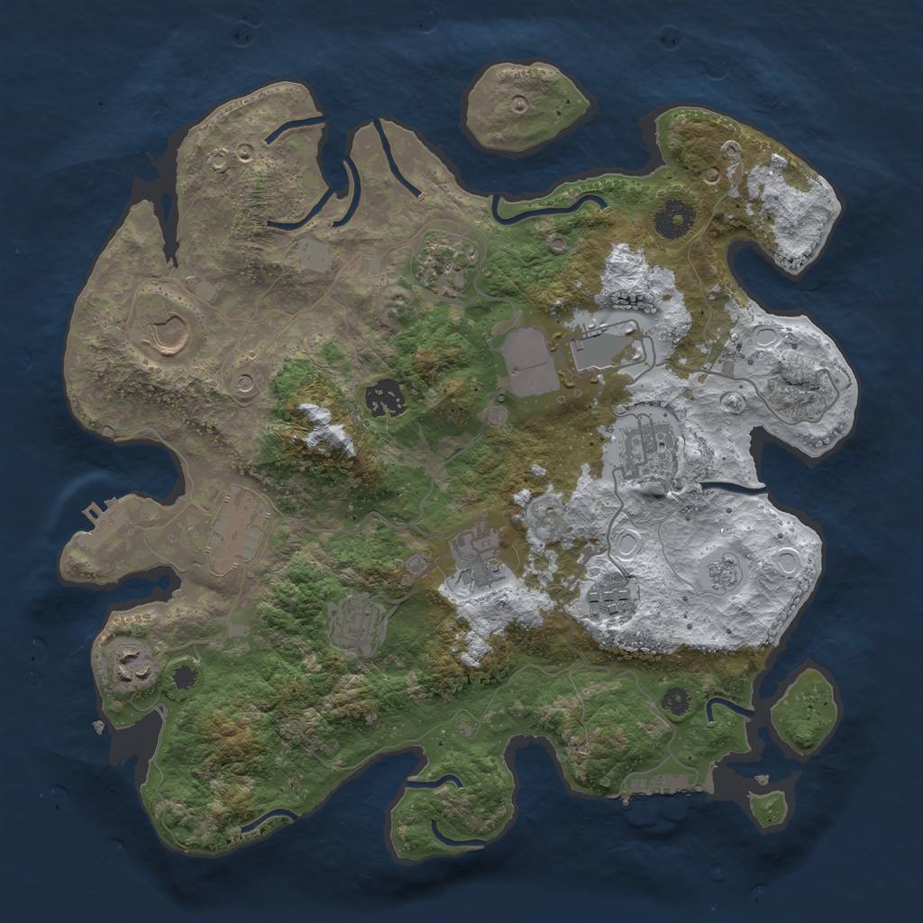 Rust Map: Procedural Map, Size: 3500, Seed: 1916602425, 19 Monuments
