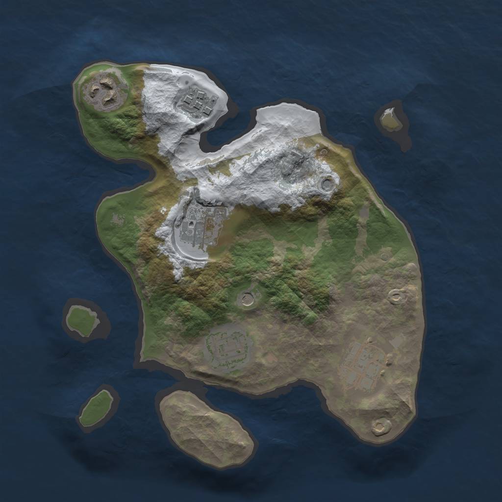 Rust Map: Barren, Size: 2500, Seed: 8624358, 8 Monuments