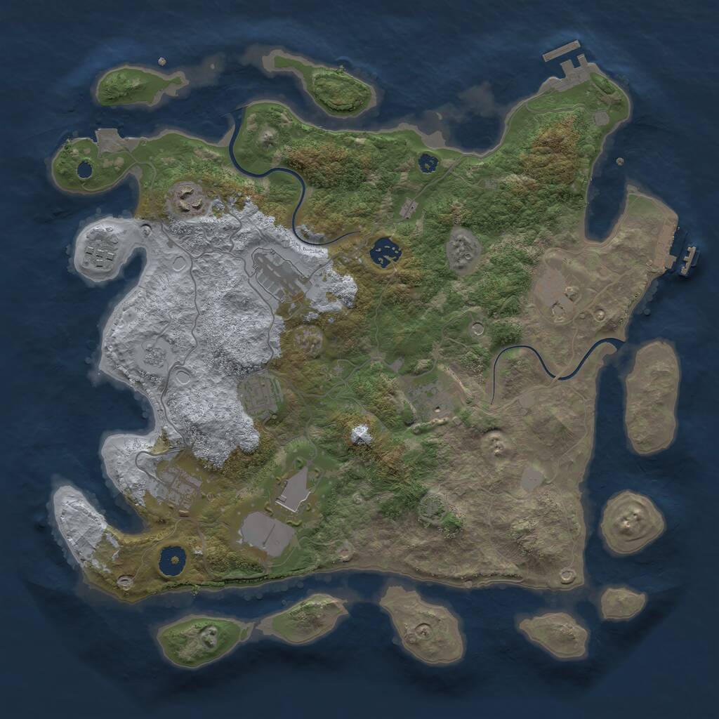 Rust Map: Procedural Map, Size: 3750, Seed: 644796918, 15 Monuments