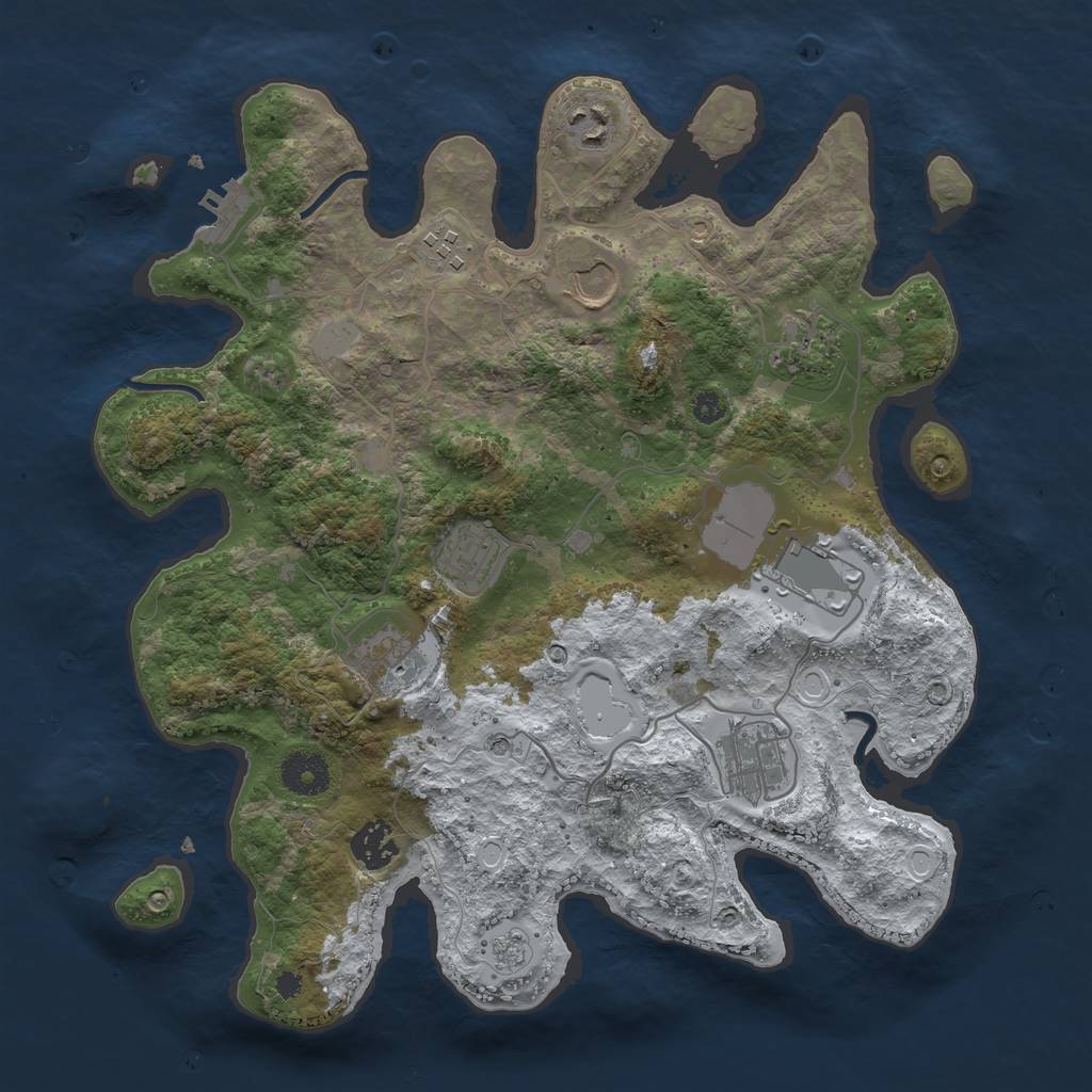 Rust Map: Procedural Map, Size: 3500, Seed: 1748, 17 Monuments
