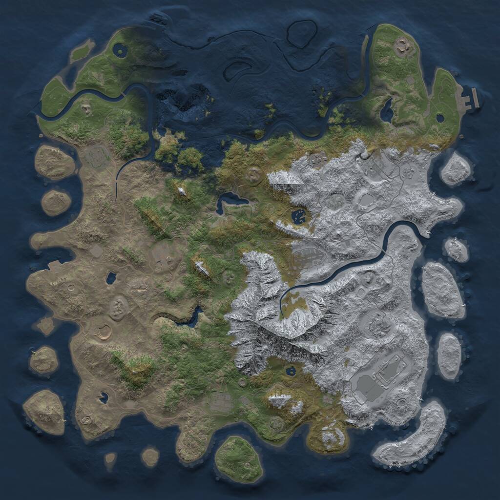 Rust Map: Procedural Map, Size: 5000, Seed: 28345943, 17 Monuments