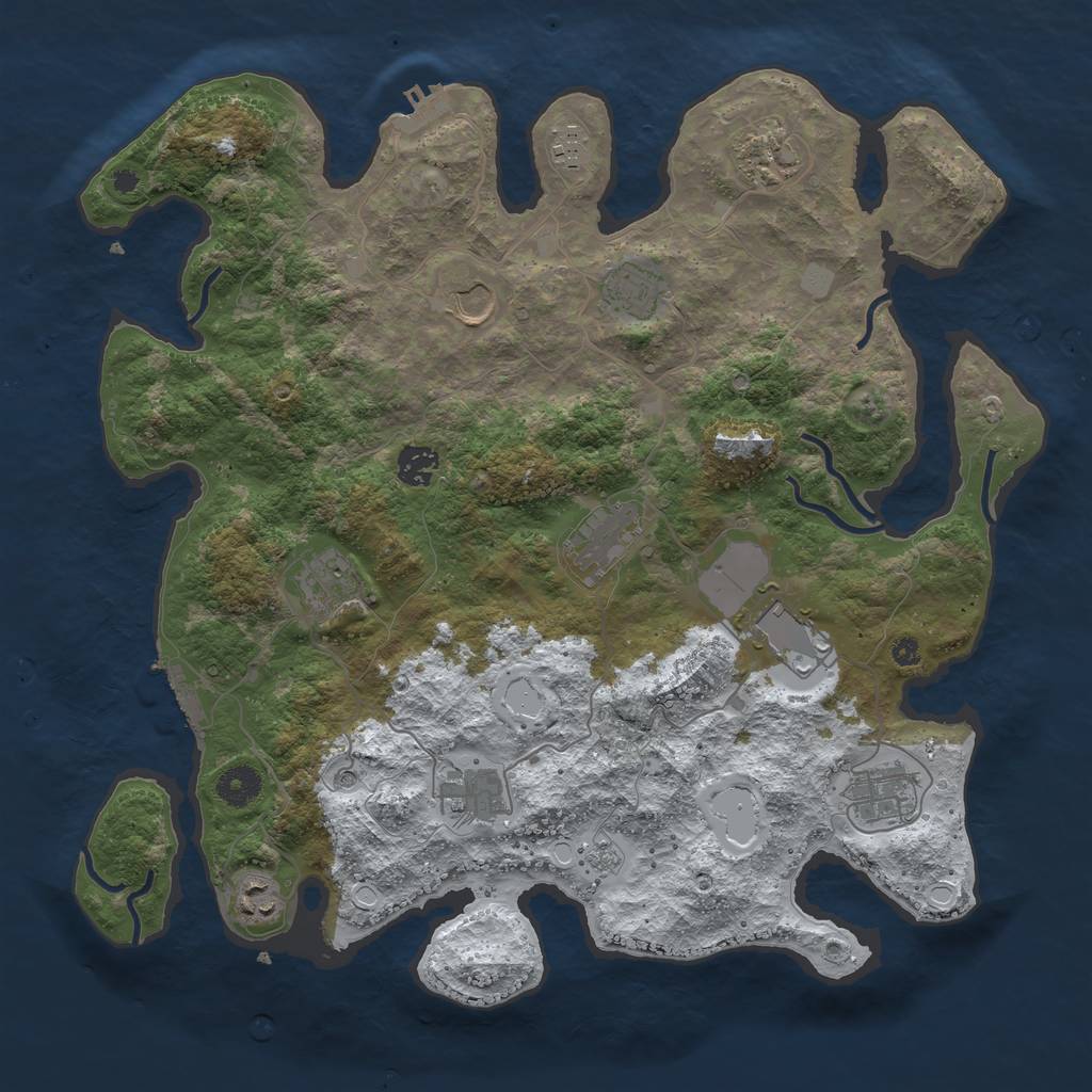 Rust Map: Procedural Map, Size: 3900, Seed: 990303, 20 Monuments