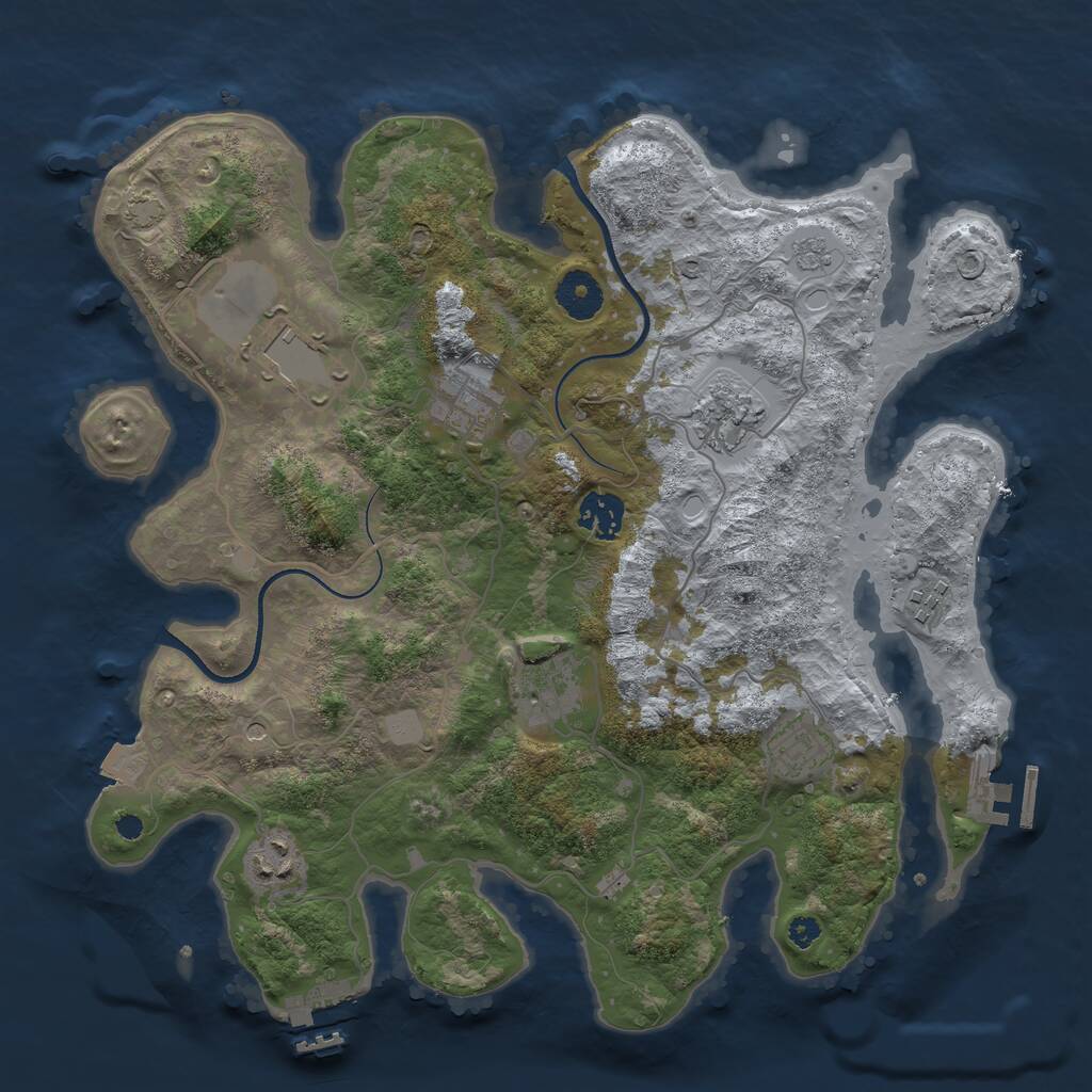 Rust Map: Procedural Map, Size: 3500, Seed: 522605, 14 Monuments