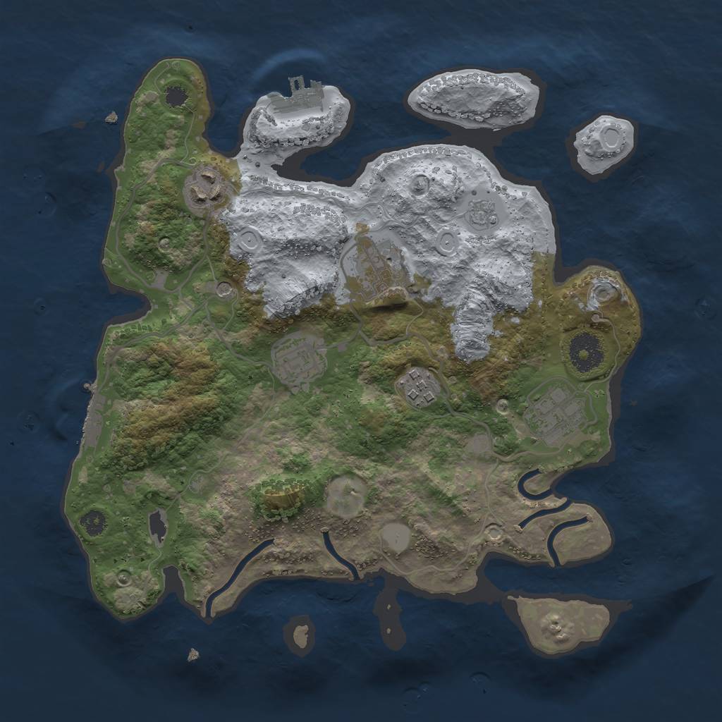 Rust Map: Procedural Map, Size: 3000, Seed: 998763470, 14 Monuments