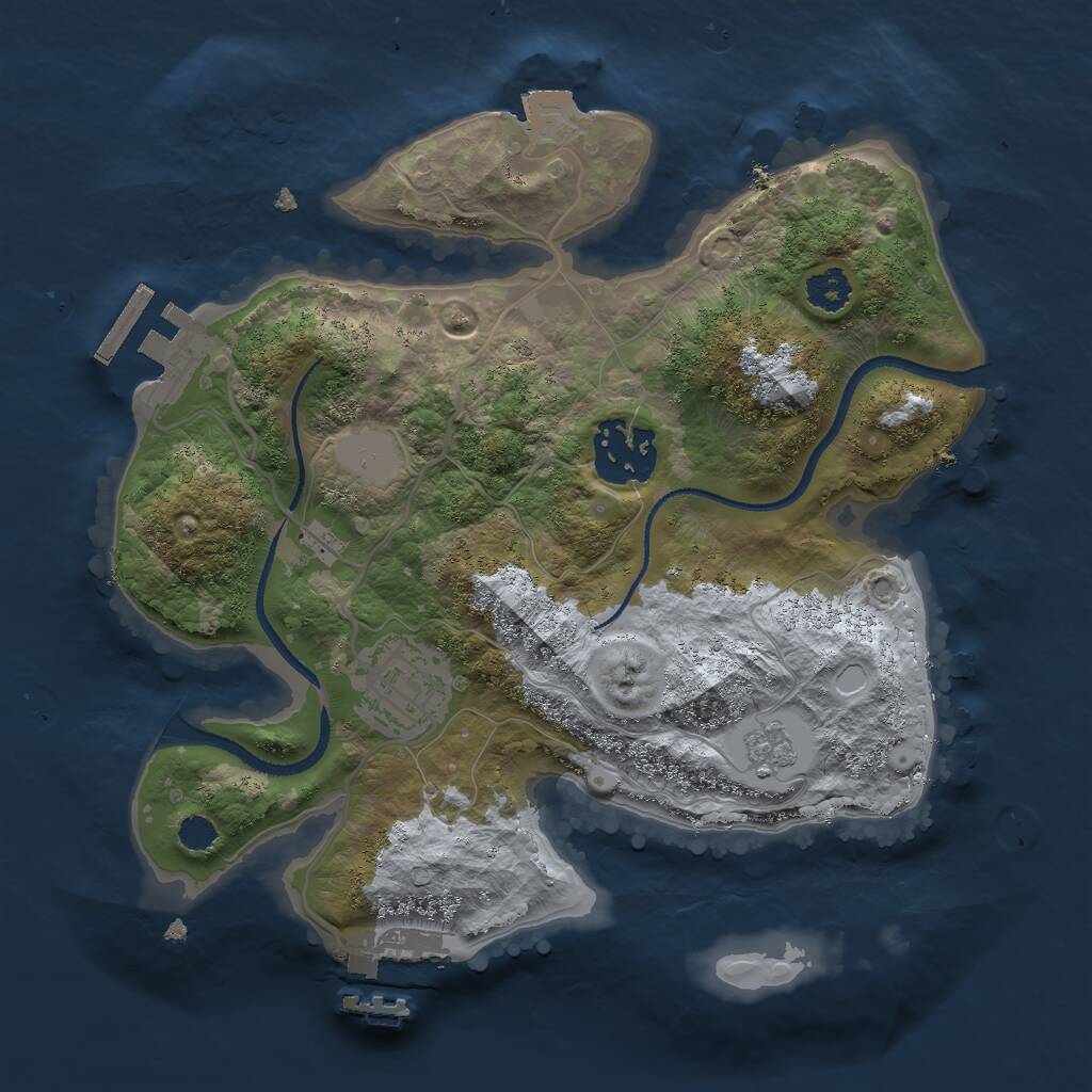 Rust Map: Procedural Map, Size: 2500, Seed: 2505, 6 Monuments