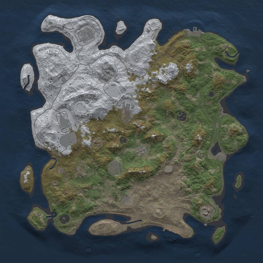 Rust Map: Procedural Map, Size: 4049, Seed: 544562866, 18 Monuments