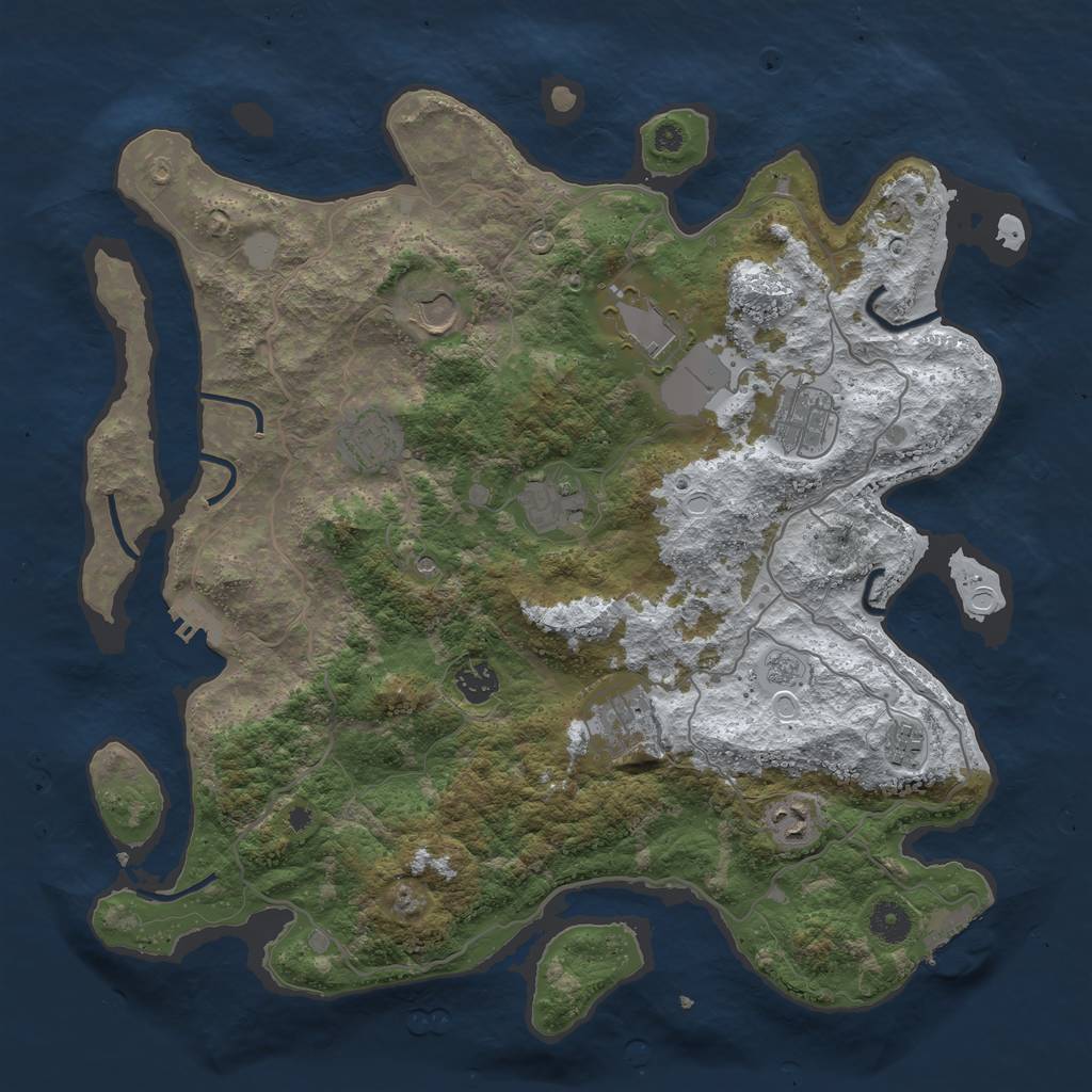 Rust Map: Procedural Map, Size: 4000, Seed: 309892219, 18 Monuments