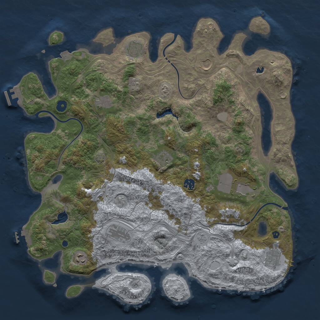 Rust Map: Procedural Map, Size: 4300, Seed: 555, 16 Monuments