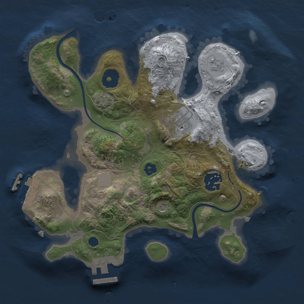 Rust Map: Procedural Map, Size: 2500, Seed: 945152074, 8 Monuments