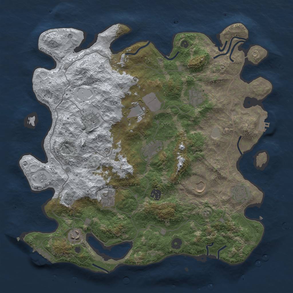 Rust Map: Procedural Map, Size: 4000, Seed: 64587912, 19 Monuments
