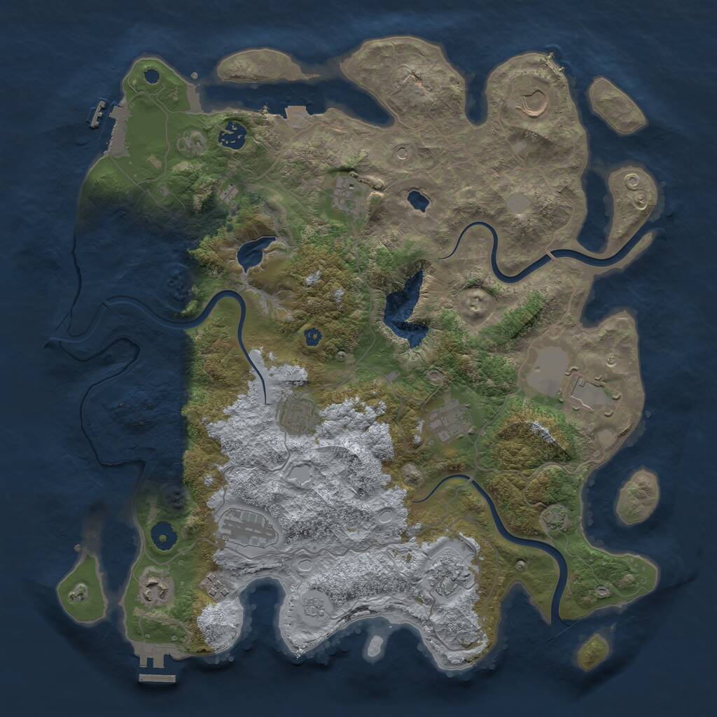 Rust Map: Procedural Map, Size: 4000, Seed: 3459715, 16 Monuments