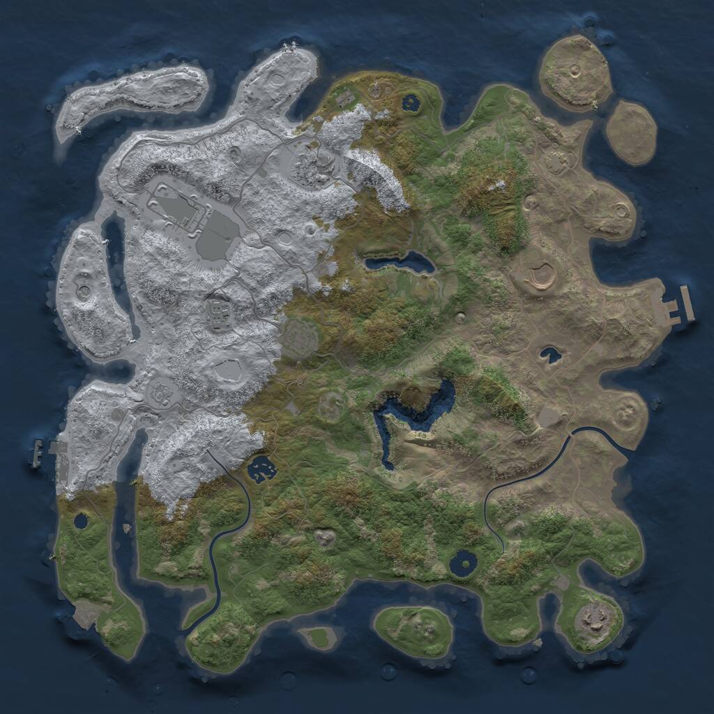 Rust Map: Procedural Map, Size: 4000, Seed: 3587742, 13 Monuments