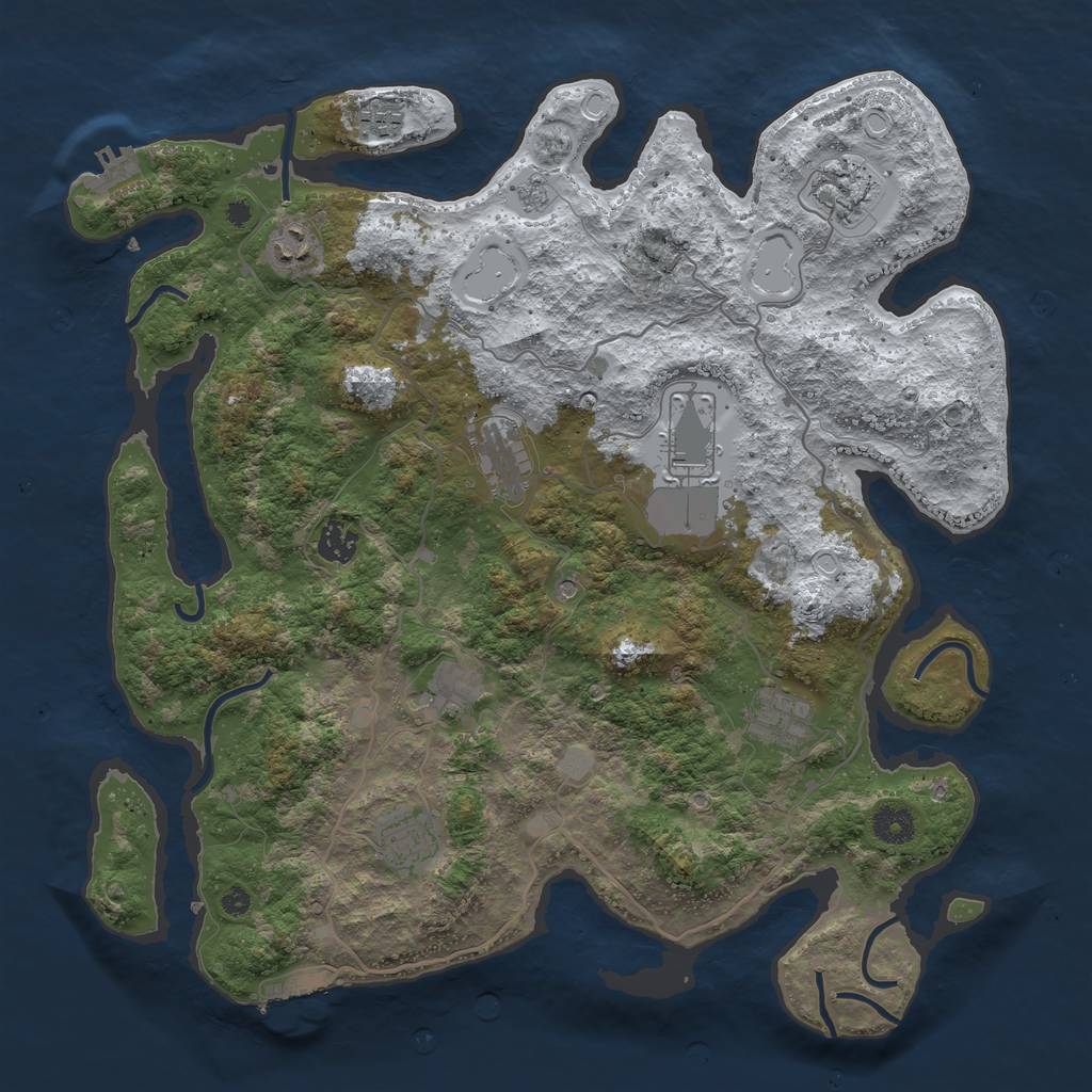 Rust Map: Procedural Map, Size: 4000, Seed: 2908, 18 Monuments