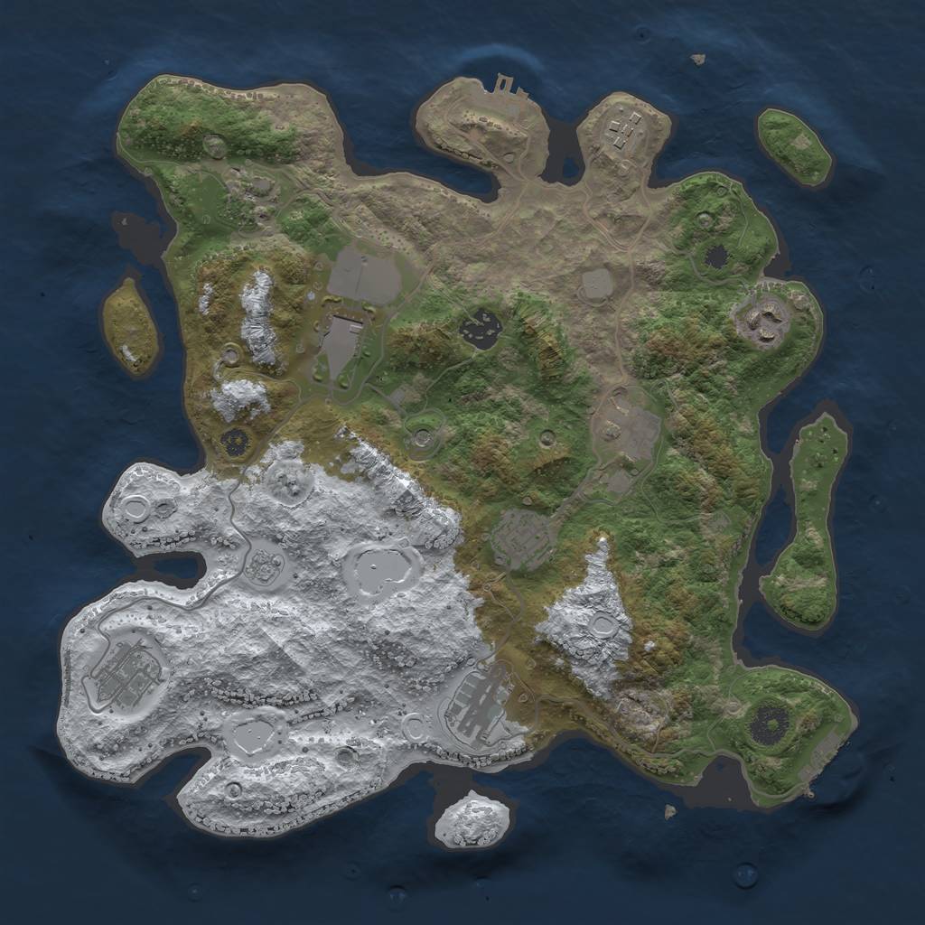 Rust Map: Procedural Map, Size: 3500, Seed: 54577110, 18 Monuments