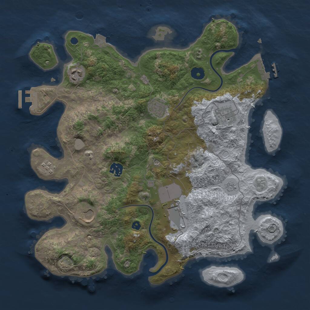 Rust Map: Procedural Map, Size: 3500, Seed: 1598510435, 13 Monuments