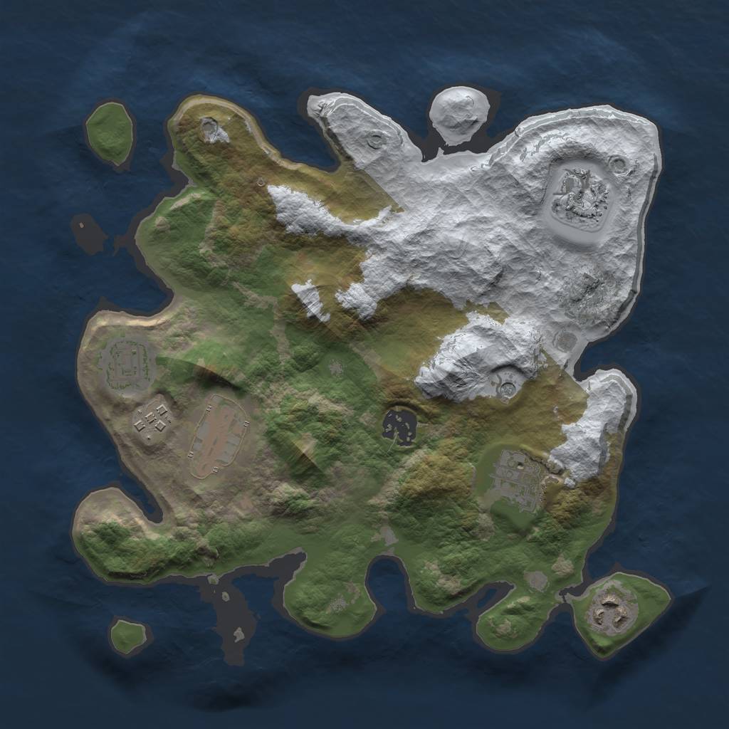 Rust Map: Barren, Size: 3000, Seed: 106262965, 10 Monuments