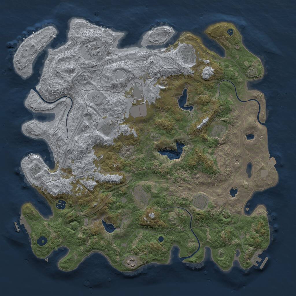 Rust Map: Procedural Map, Size: 4500, Seed: 36572483, 16 Monuments