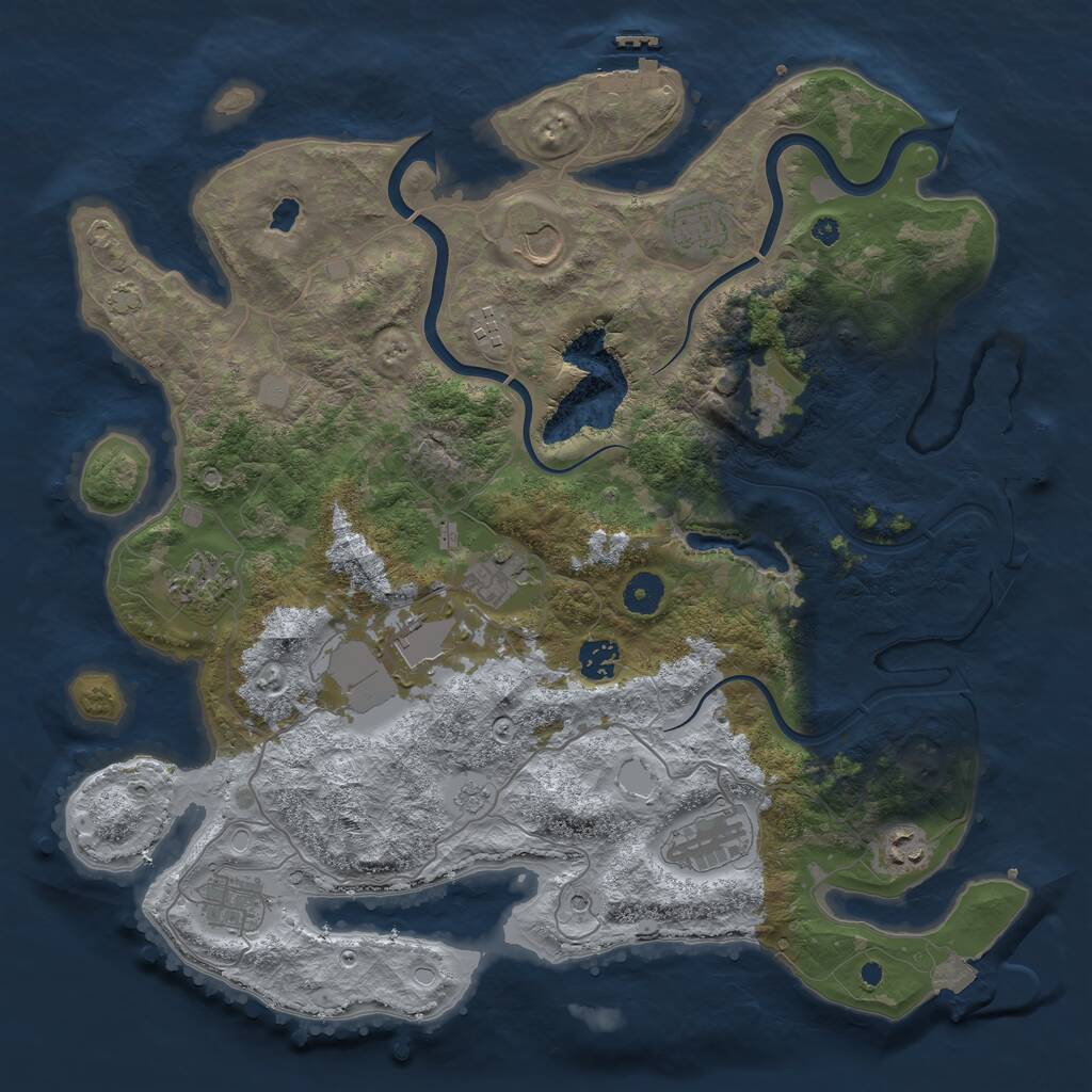 Rust Map: Procedural Map, Size: 4000, Seed: 1274372873, 17 Monuments