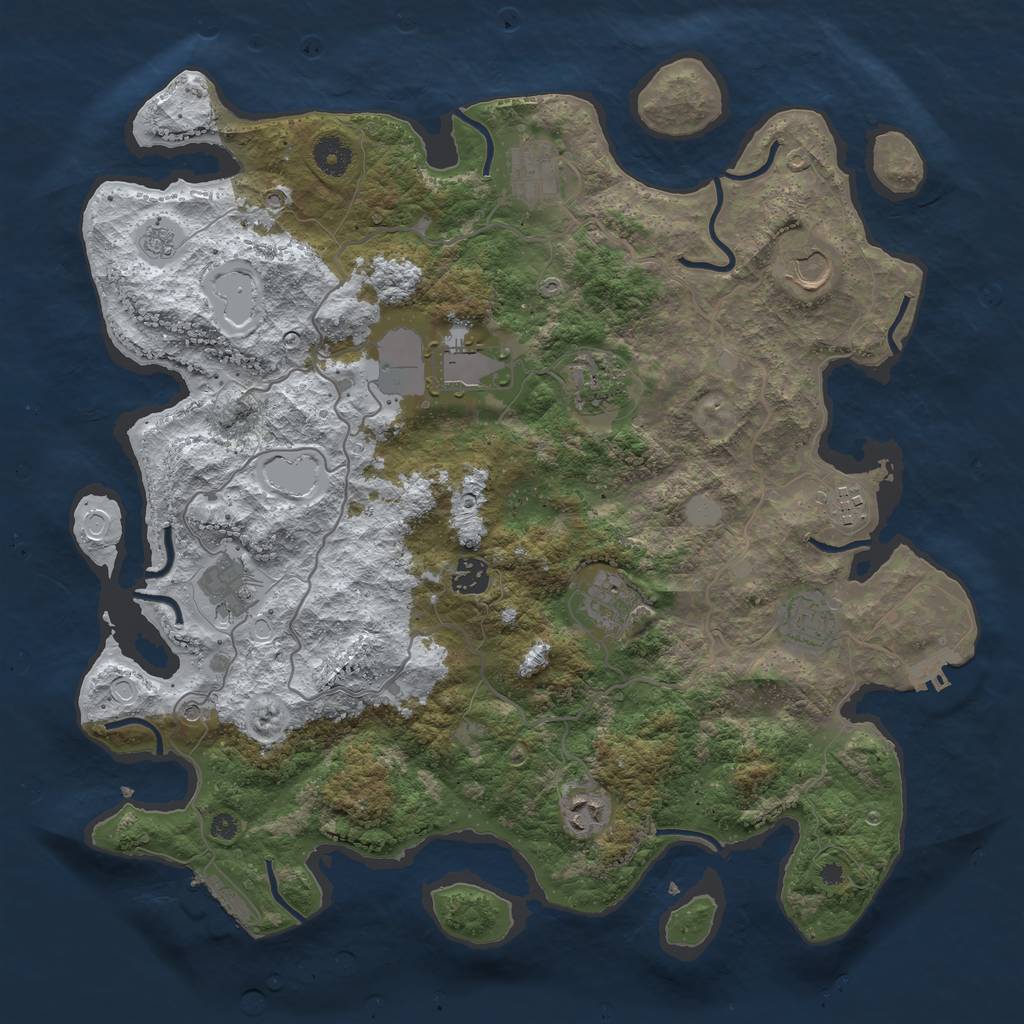 Rust Map: Procedural Map, Size: 4000, Seed: 1092936381, 19 Monuments