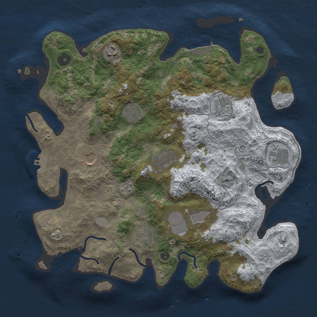 Rust Map: Procedural Map, Size: 3700, Seed: 1766369235, 18 Monuments