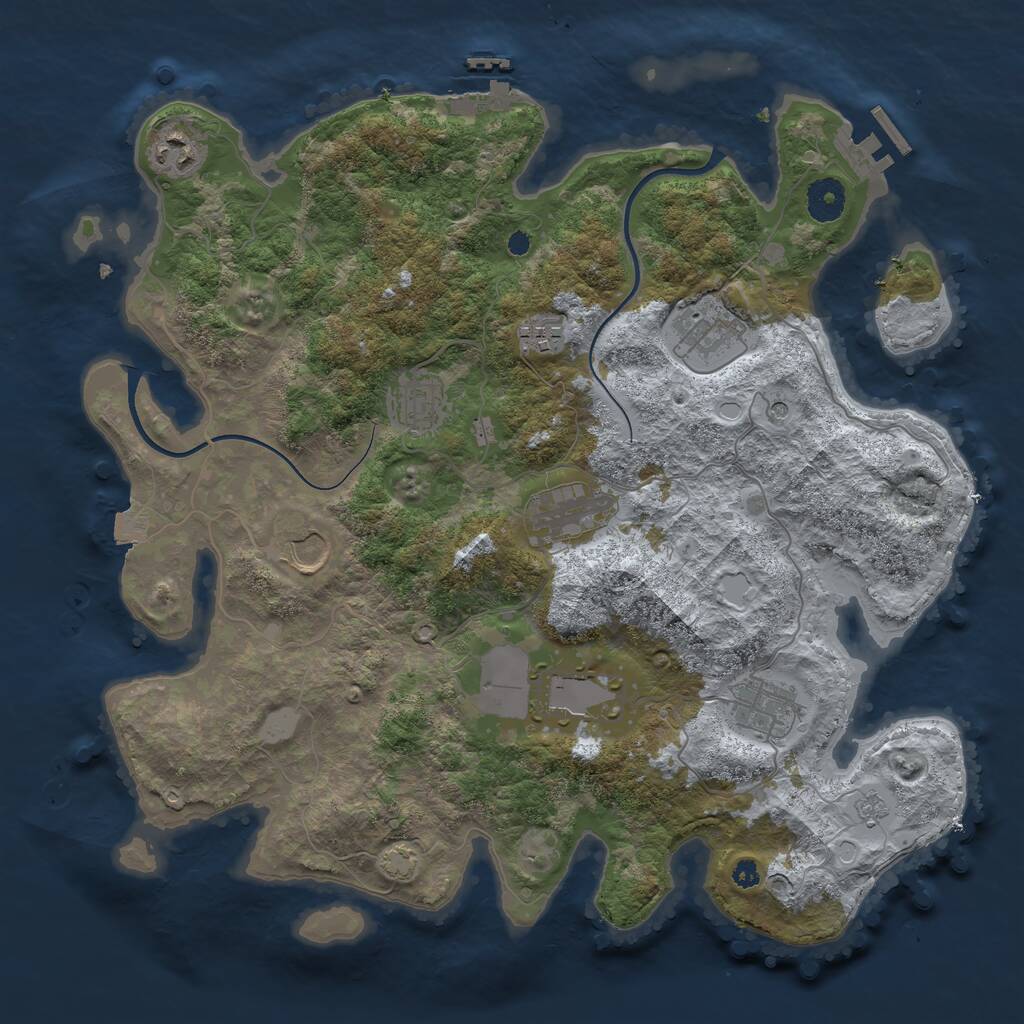 Rust Map: Procedural Map, Size: 3700, Seed: 1766369235, 14 Monuments