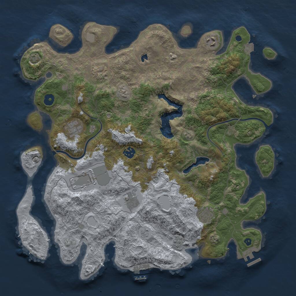 Rust Map: Procedural Map, Size: 4000, Seed: 110018990, 14 Monuments