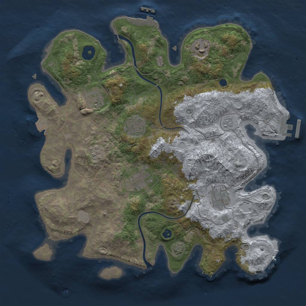 Rust Map: Procedural Map, Size: 3300, Seed: 1766369235, 12 Monuments