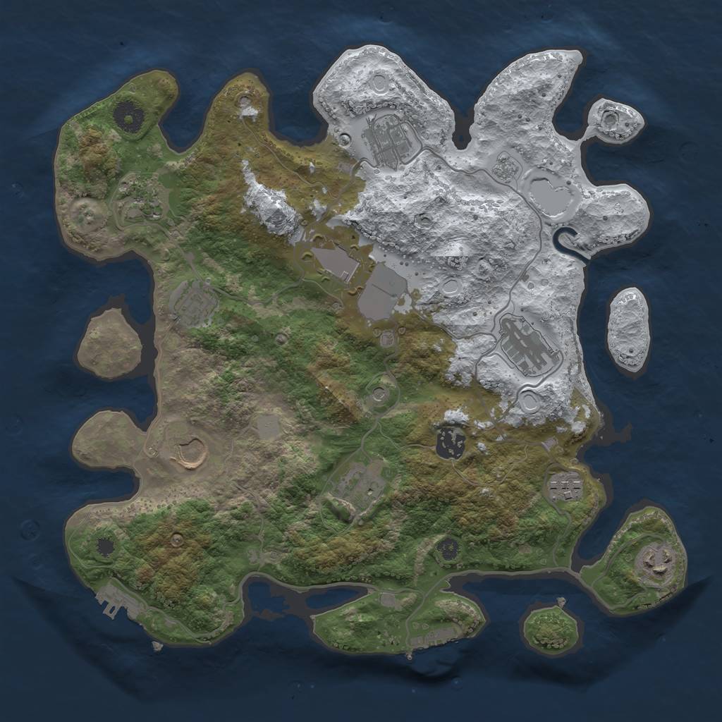 Rust Map: Procedural Map, Size: 3500, Seed: 601725237, 19 Monuments