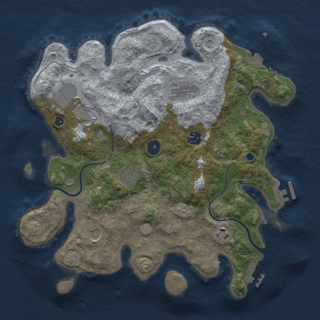 Rust Map: Procedural Map, Size: 3500, Seed: 527956612, 13 Monuments