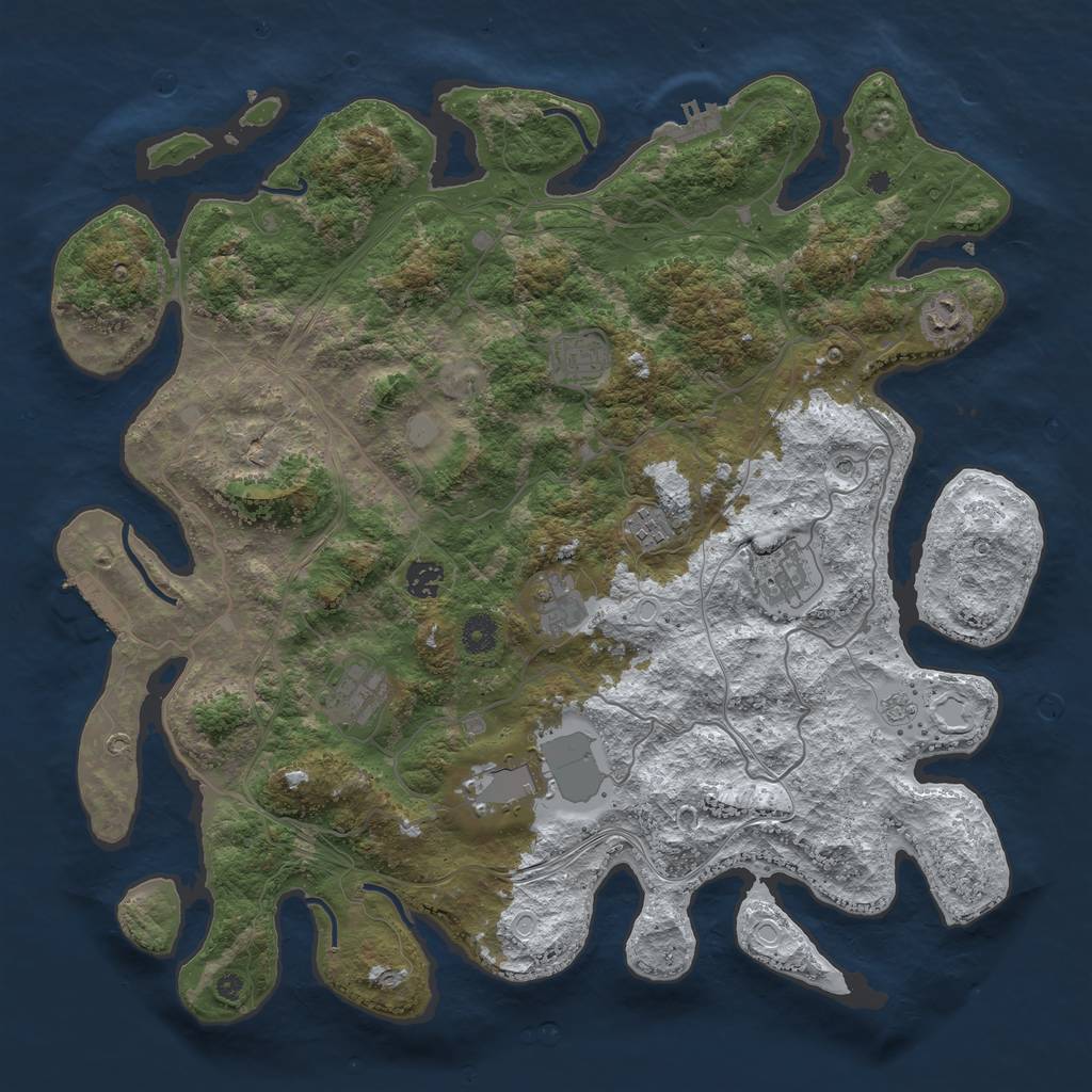 Rust Map: Procedural Map, Size: 4250, Seed: 1233996782, 17 Monuments