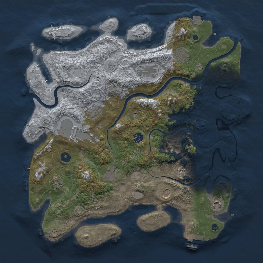 Rust Map: Procedural Map, Size: 3950, Seed: 912936697, 16 Monuments