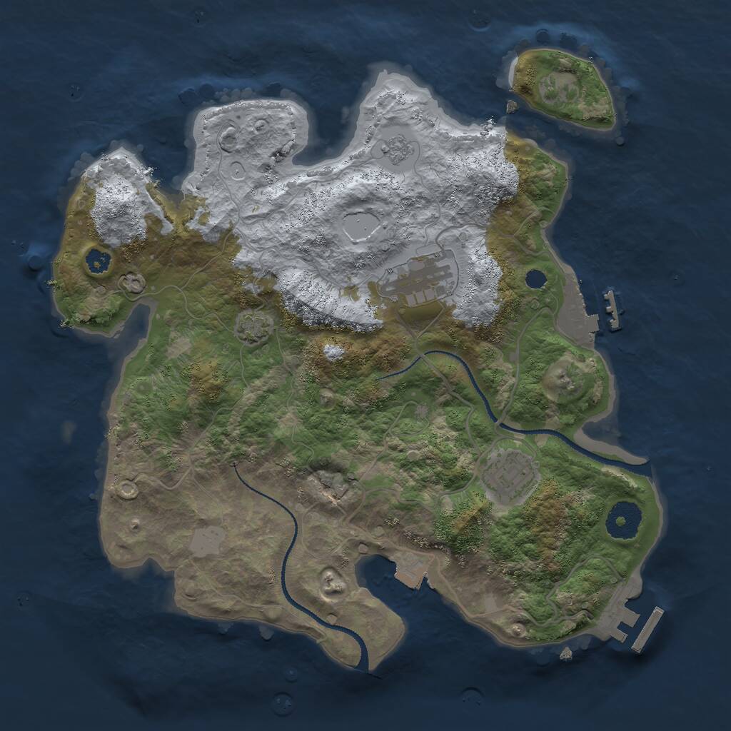 Rust Map: Procedural Map, Size: 3000, Seed: 5436345, 7 Monuments